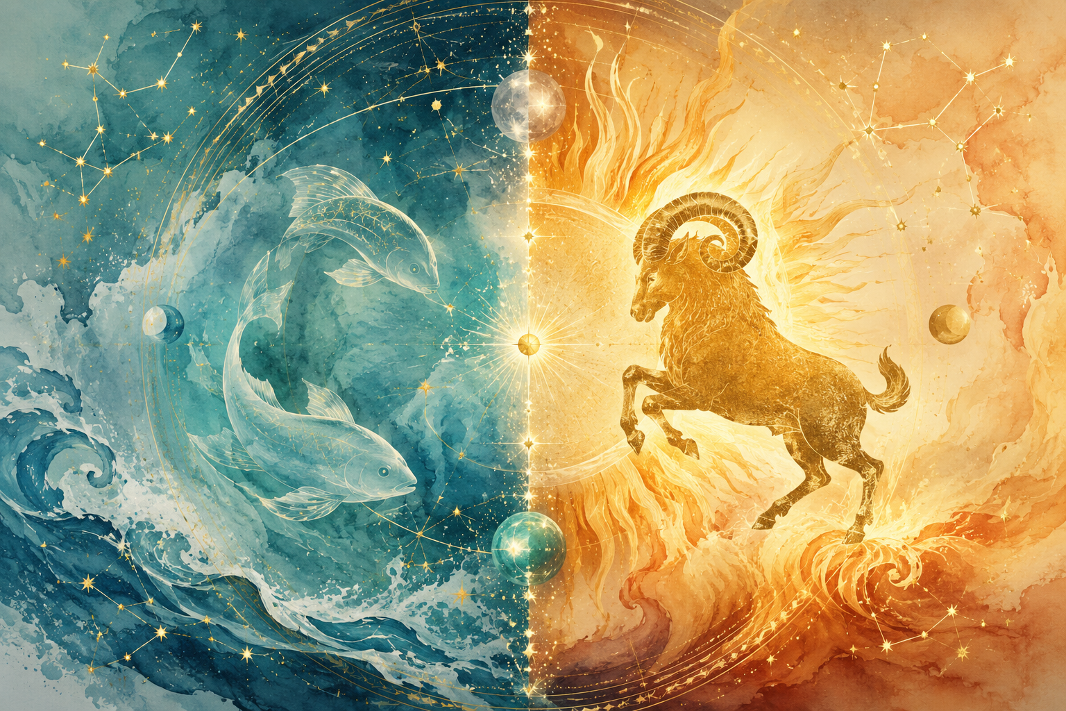 Kalendarium marcowych znaków zodiaku — przejście Ryby Baran
